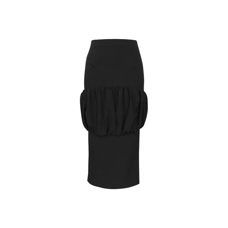 SIQIZ Черная Женская Повседневная Длинная Юбка