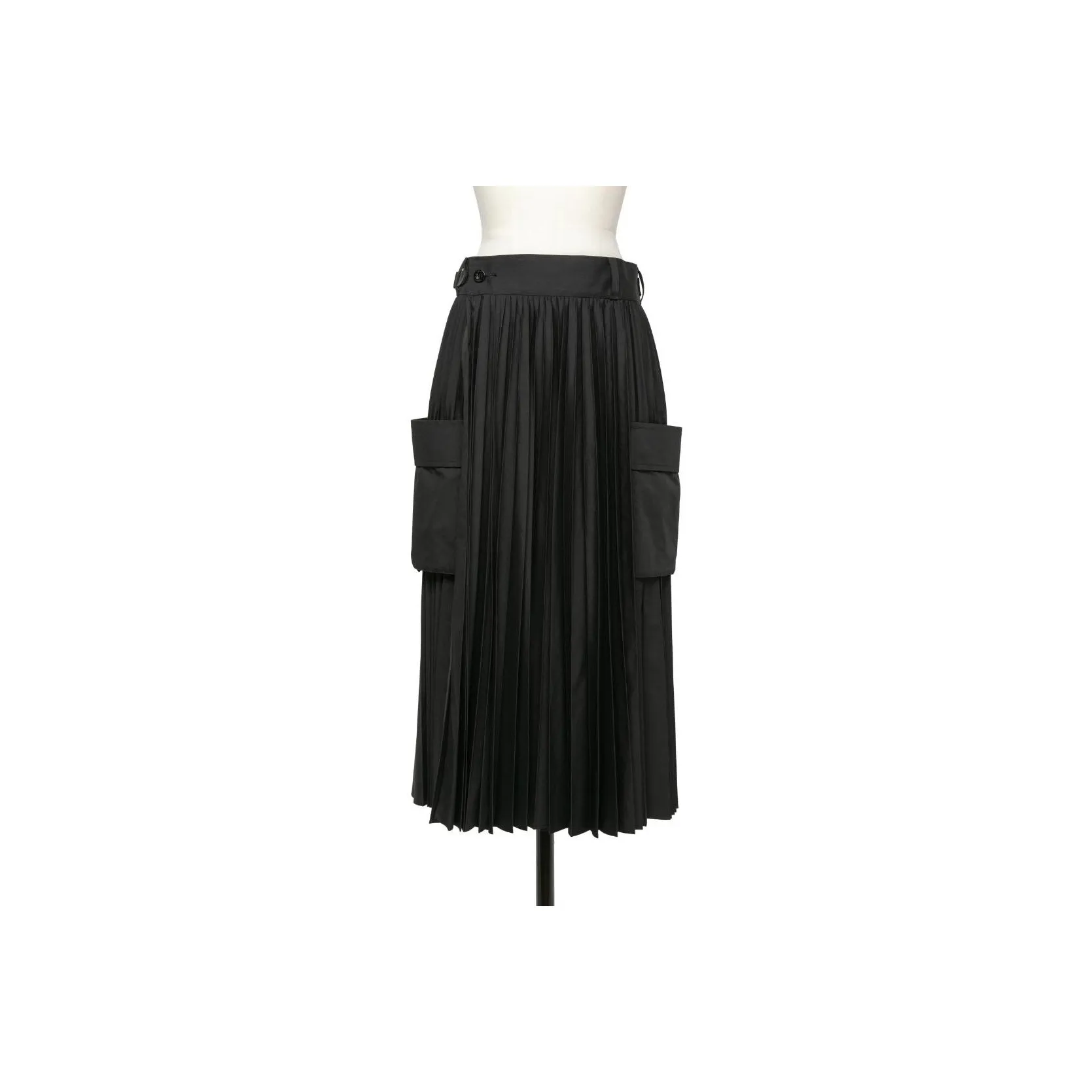 Sacai X Thomas Mason Pleated Midi Poplin Skirt
