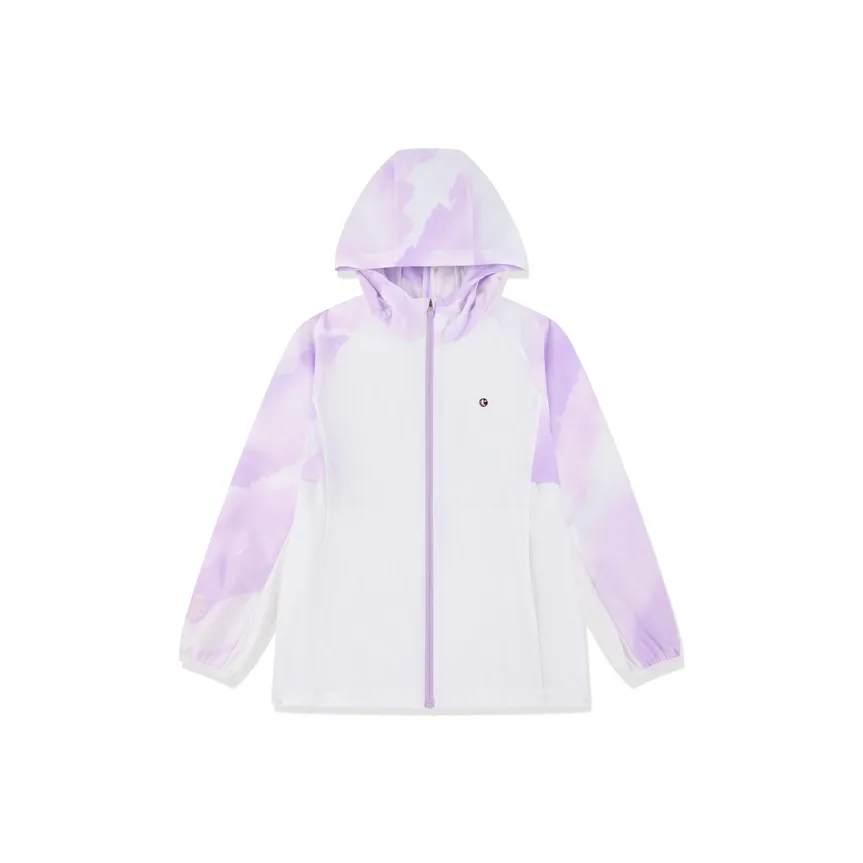 QIAODAN Куртка SS25 Белый Shimmer Фиолетовый С принтом по всей поверхности Подростки