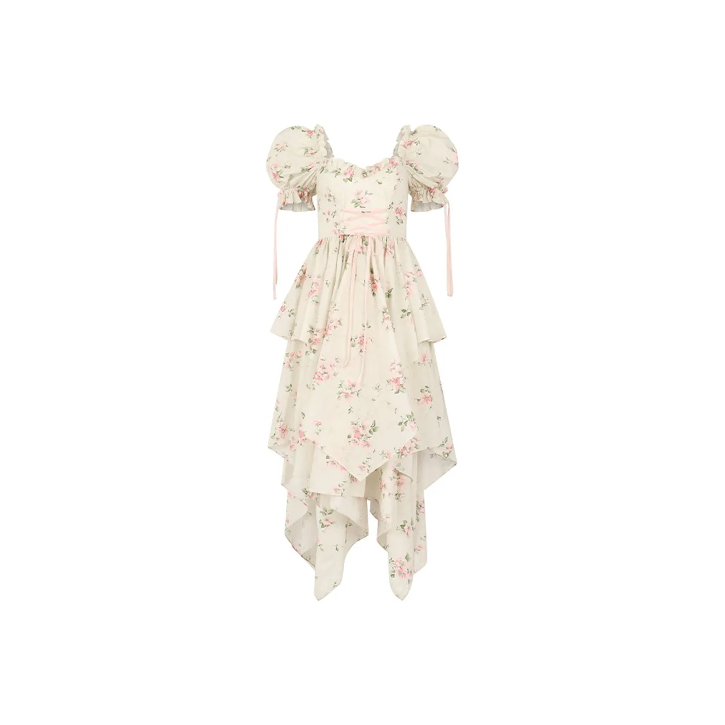Selkie Collection Evening Dress Women's Milk White Base Summer Floral Print