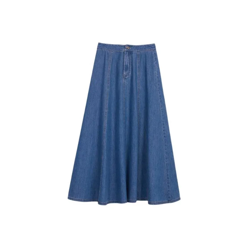 Yiner Повседневный Длинный Юбка Женская Колокольчик Синий
