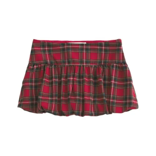 Hollister Красная клетка Женские Повседневные короткие юбки