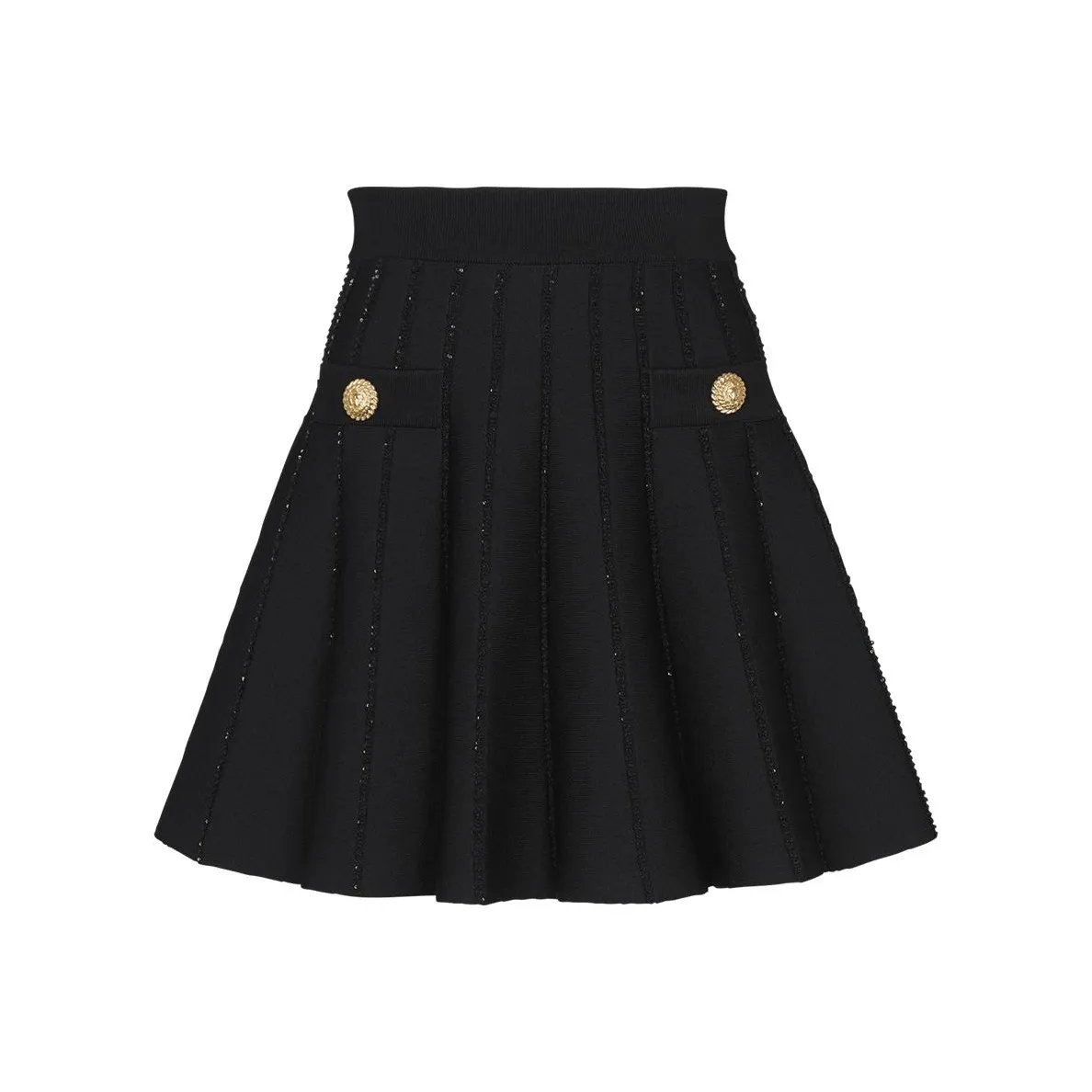 BALMAIN Sparkly Flared Knit Skirt