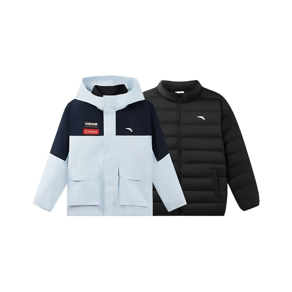 Antakids Буквы Are Цвет Блокированный С капюшоном Несъемный Свободный крой Утолщенный Стандартное издание Утка Пух