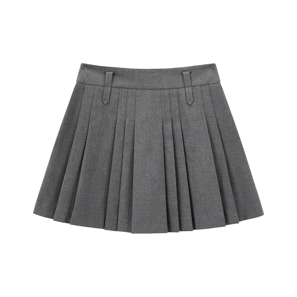 PEACEBIRD Повседневные короткие юбки женские серые