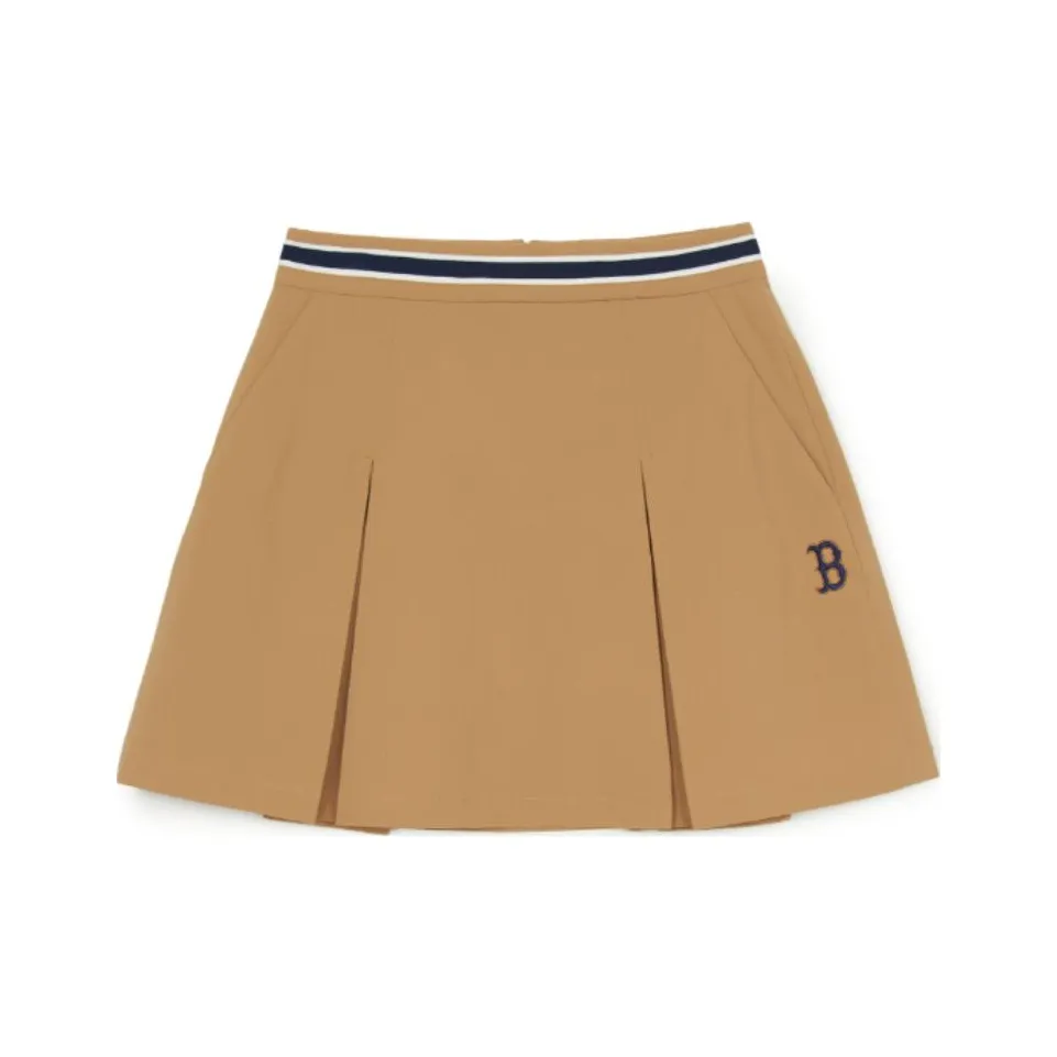 Mlb Base Logo Varsity Boston Red Sox Повседневные короткие юбки Женские Бежевый