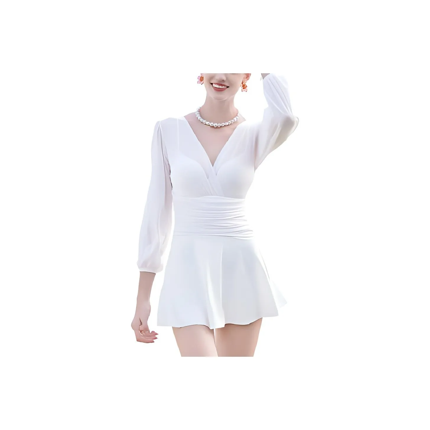 ZOKE Платья и Юбки для плавания Женские Молочно-белые