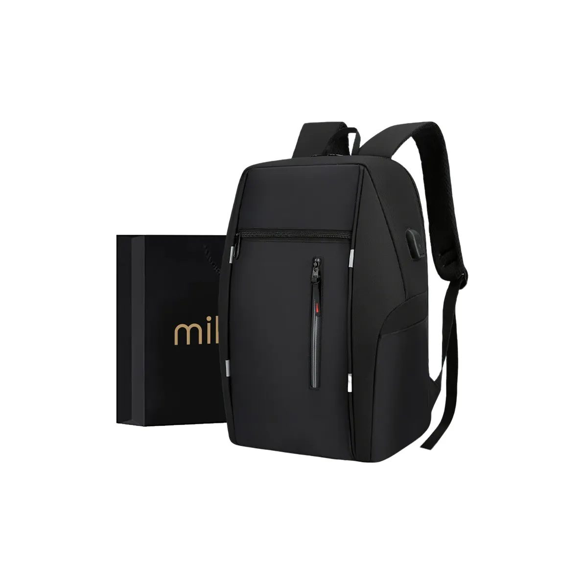 MILOOKY Water Repellent Fabric Backpack And Laptop Bag Unisex Black