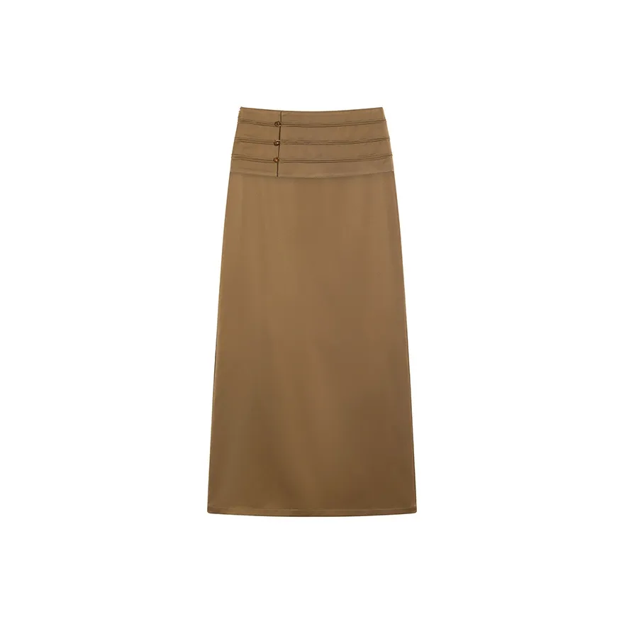 Ouyang Повседневный Длинный Юбка Женские Черепаховый Желтый