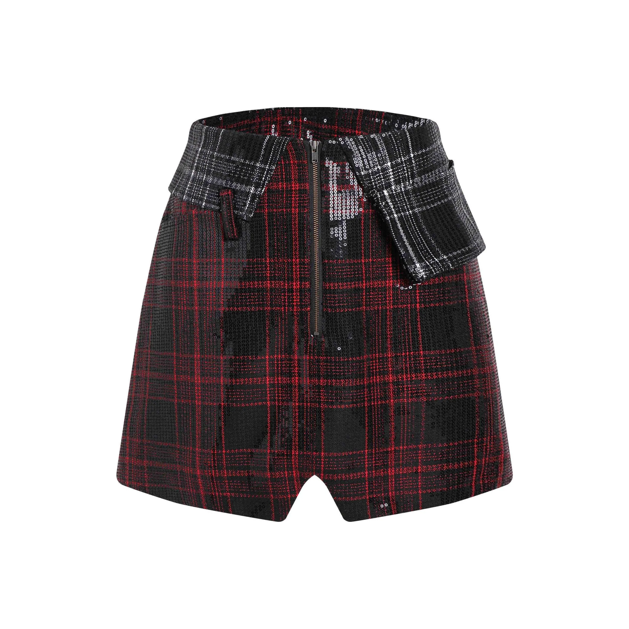 REJJ Повседневные короткие юбки Женские Черный Красный