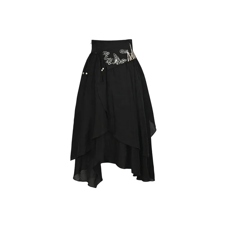 SNBL Повседневный Длинный Юбка Женские Черный