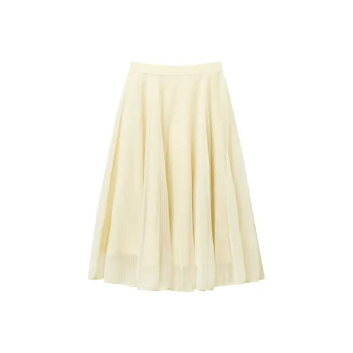 OVV Светло-желтый Однотонный 05 Женские Повседневные Длинные Юбки
