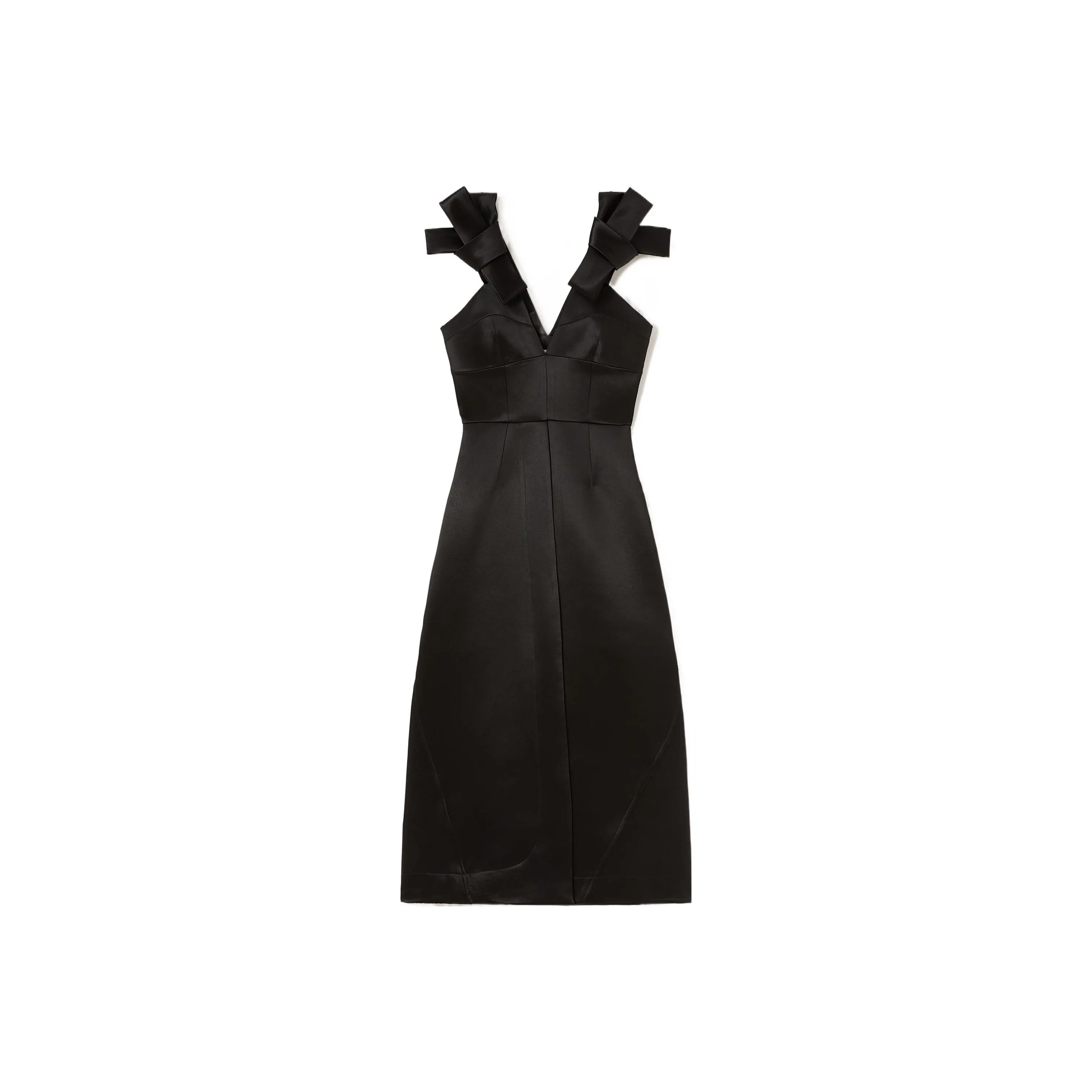 JIL SANDER Bow-Detailed Satin Midi Dress