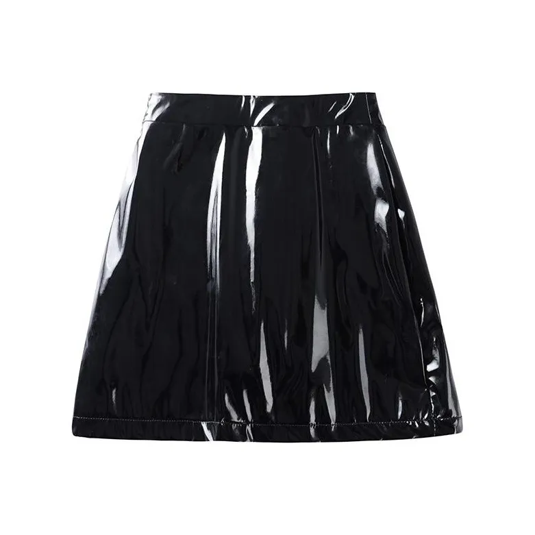 ORIASTAR Leather Short Skirts Women's Black