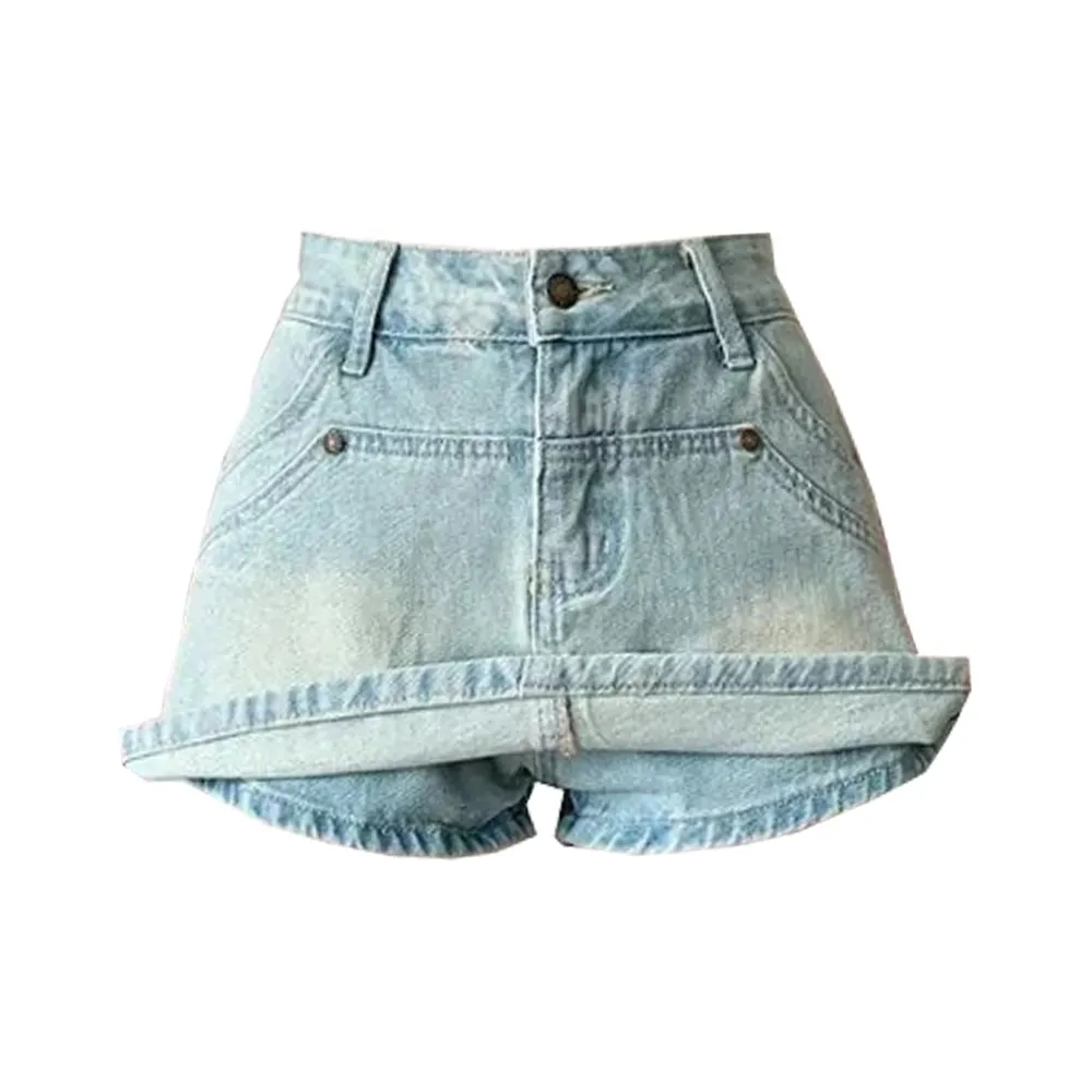 Concubine Zhu Denim Short Skirts Women's Light Blue