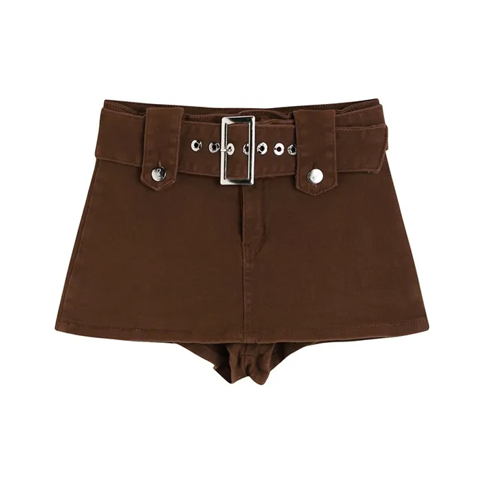 PZGE Джинсовые короткие юбки Женские Коричневый