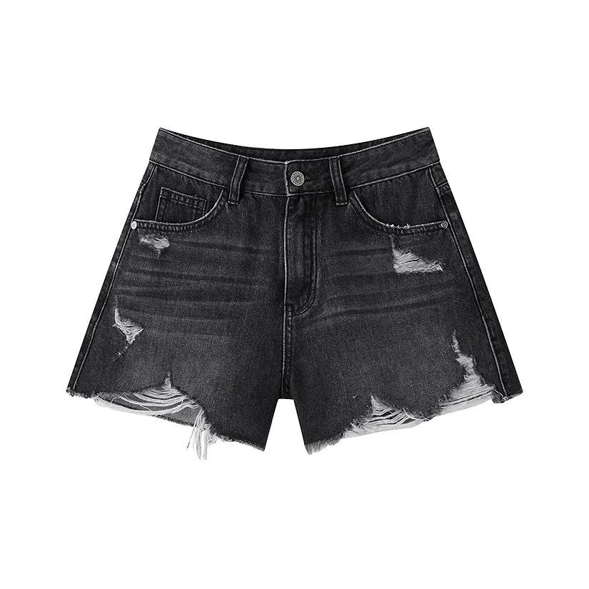 LEDIN Темно-серые Женские Джинсовые Шорты