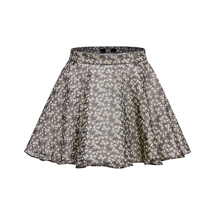 NUTH Повседневные короткие юбки Женские Черный Желтый Цветочный Цвет