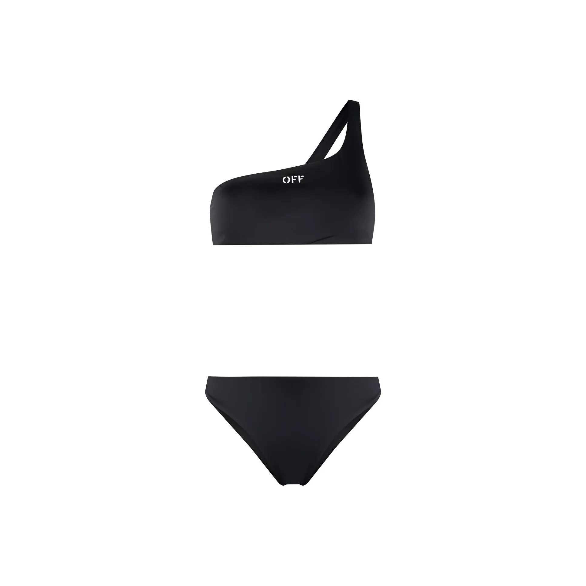 OFF WHITE Logo Embroidered One Shoulder Bikini Set