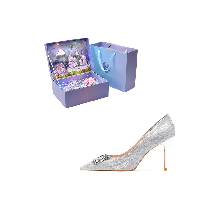 ROBINHOOD Замок Эксклюзив 3D Коробка Узкий каблук Высокие каблуки Женские