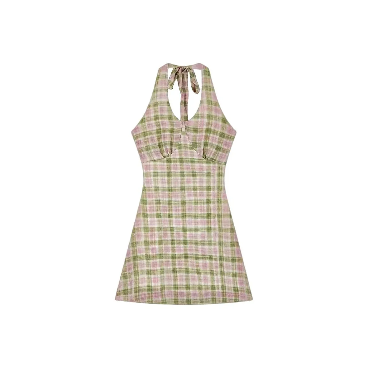 DOSOHEB Зеленая клетка Юбка Женские Слиплатья