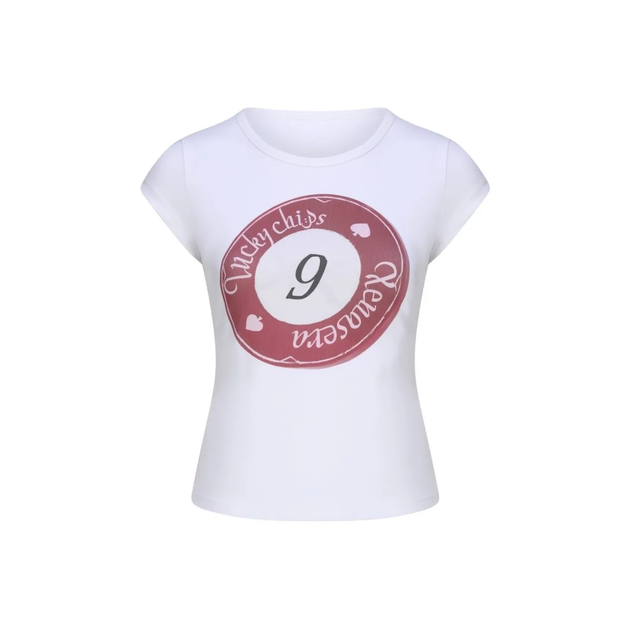 XENASERA Белый Эластичный Трикотажная Ткань Женские С принтом Трикотажные Рубашки с Короткими Рукавами для Женщин