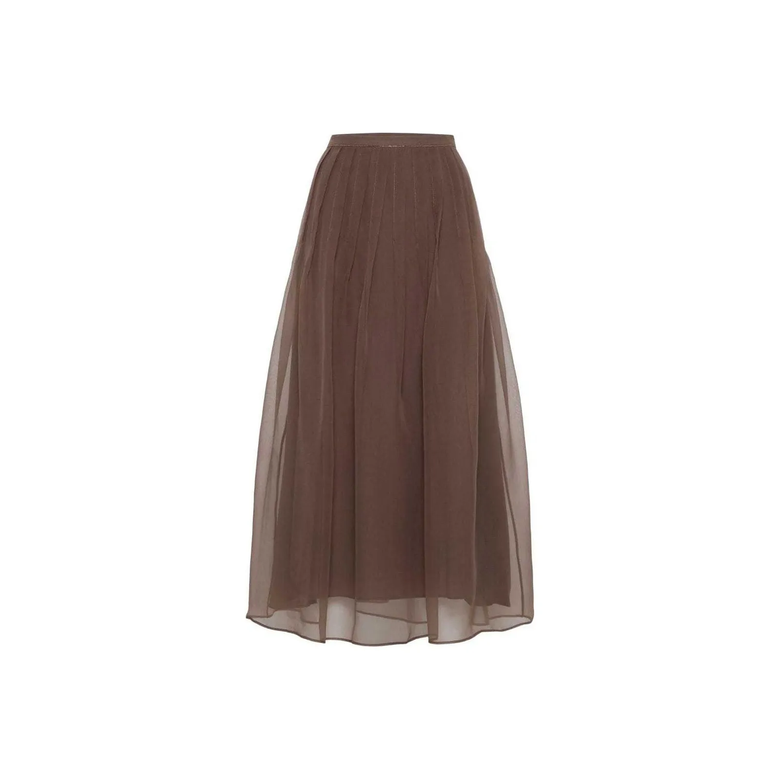 Brunello Cucinelli Pleated Tulle Midi Skirt