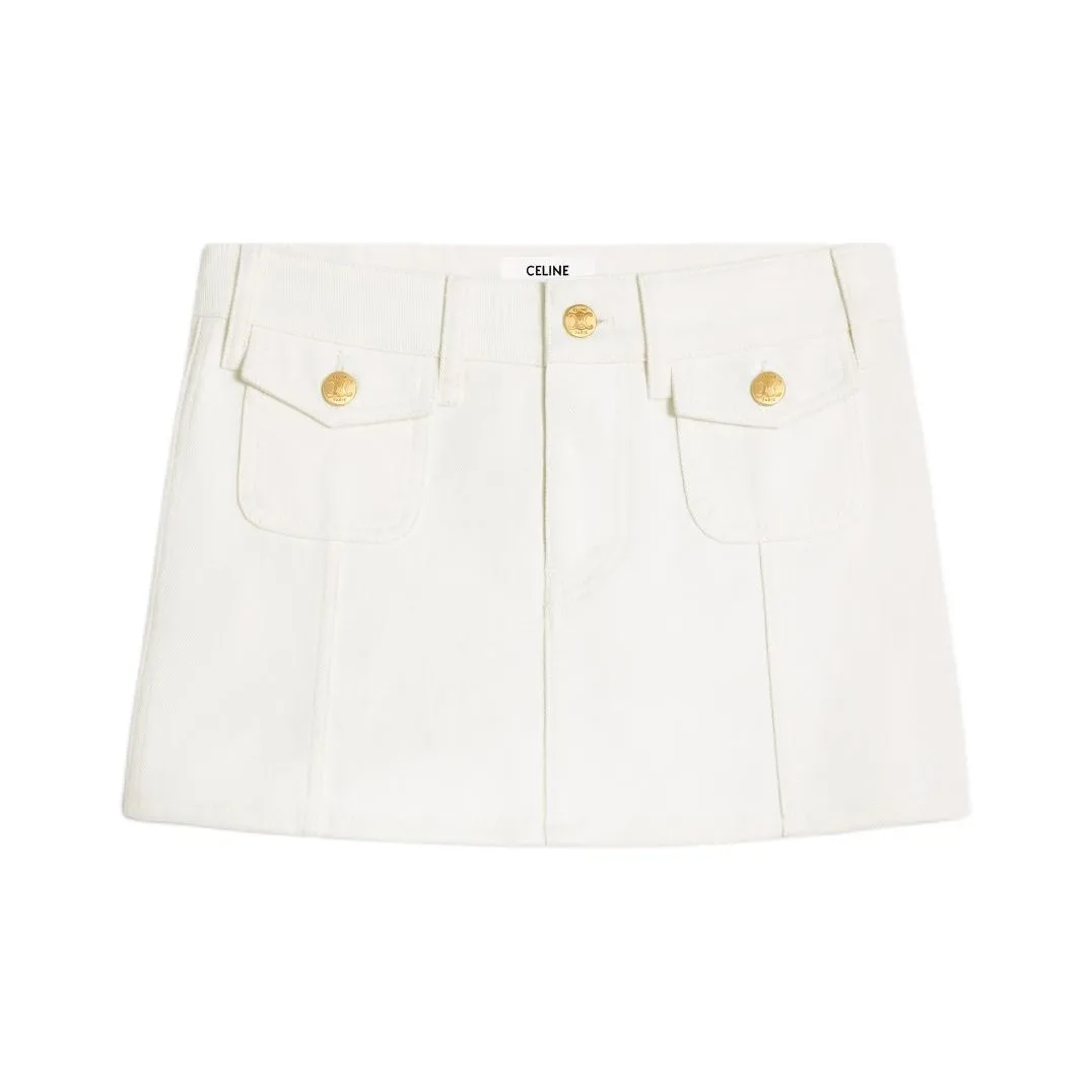 CELINE SS24 Denim Short Skirts Women's White
