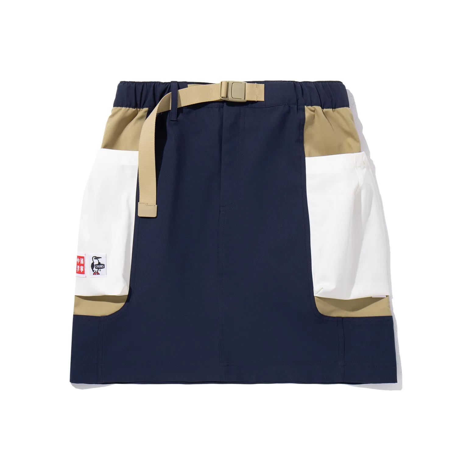 LINING x CHUMS Повседневные короткие юбки Женские Algae Коричневый Драгоценный камень Темно-синий