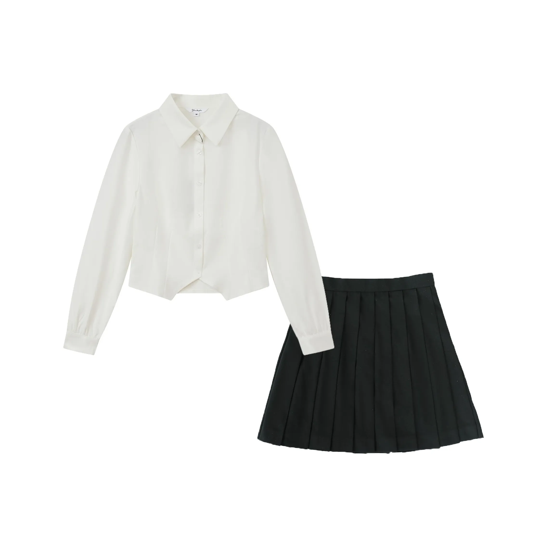 YuChaJia Senior Женская школьная рубашка + черная юбка униформа для женщин