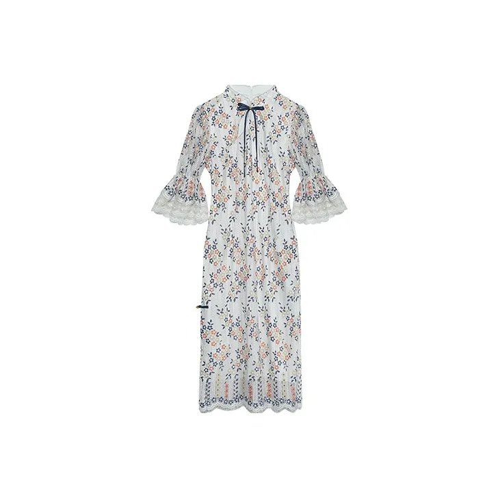 JINYE ORIENTAL Cheongsams Women's Blue With White Lettering