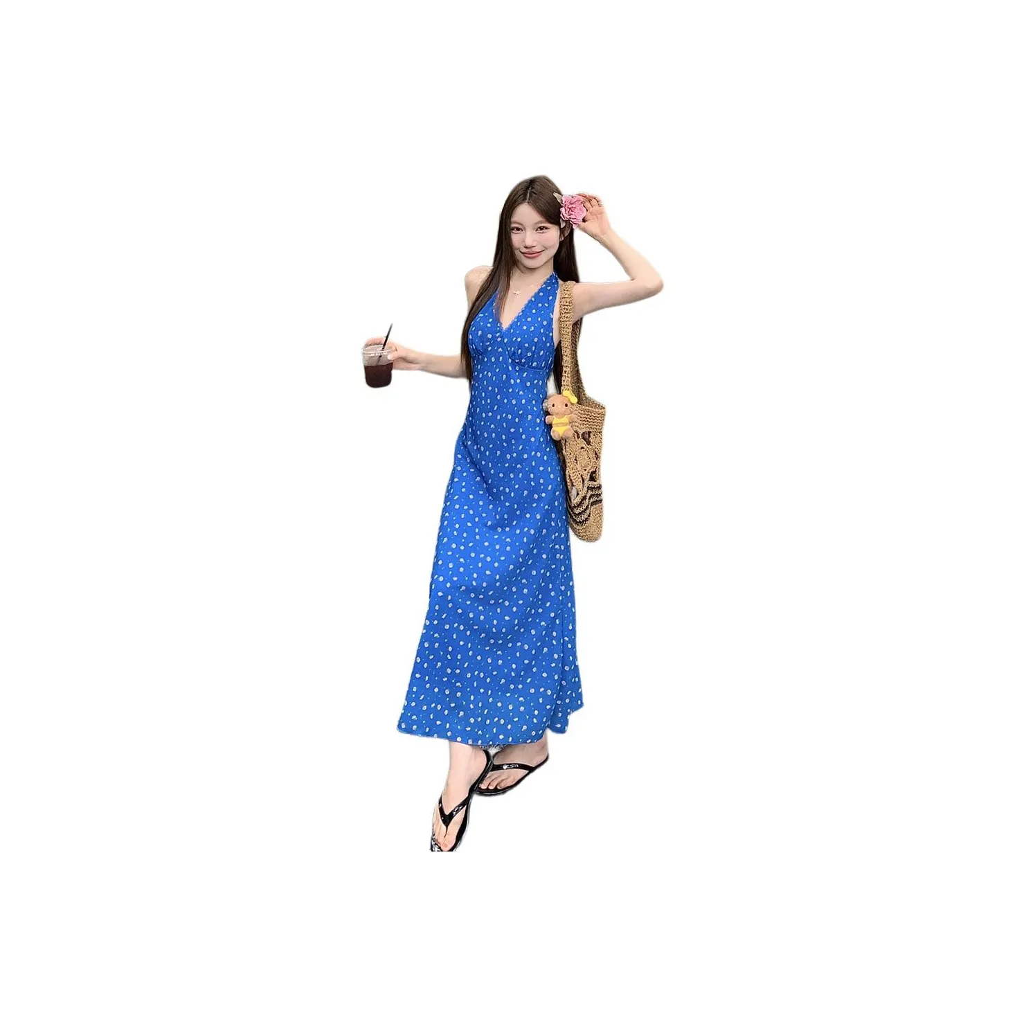 Si Bei'er Sleeveless Dress Women's Frida Blue Floral