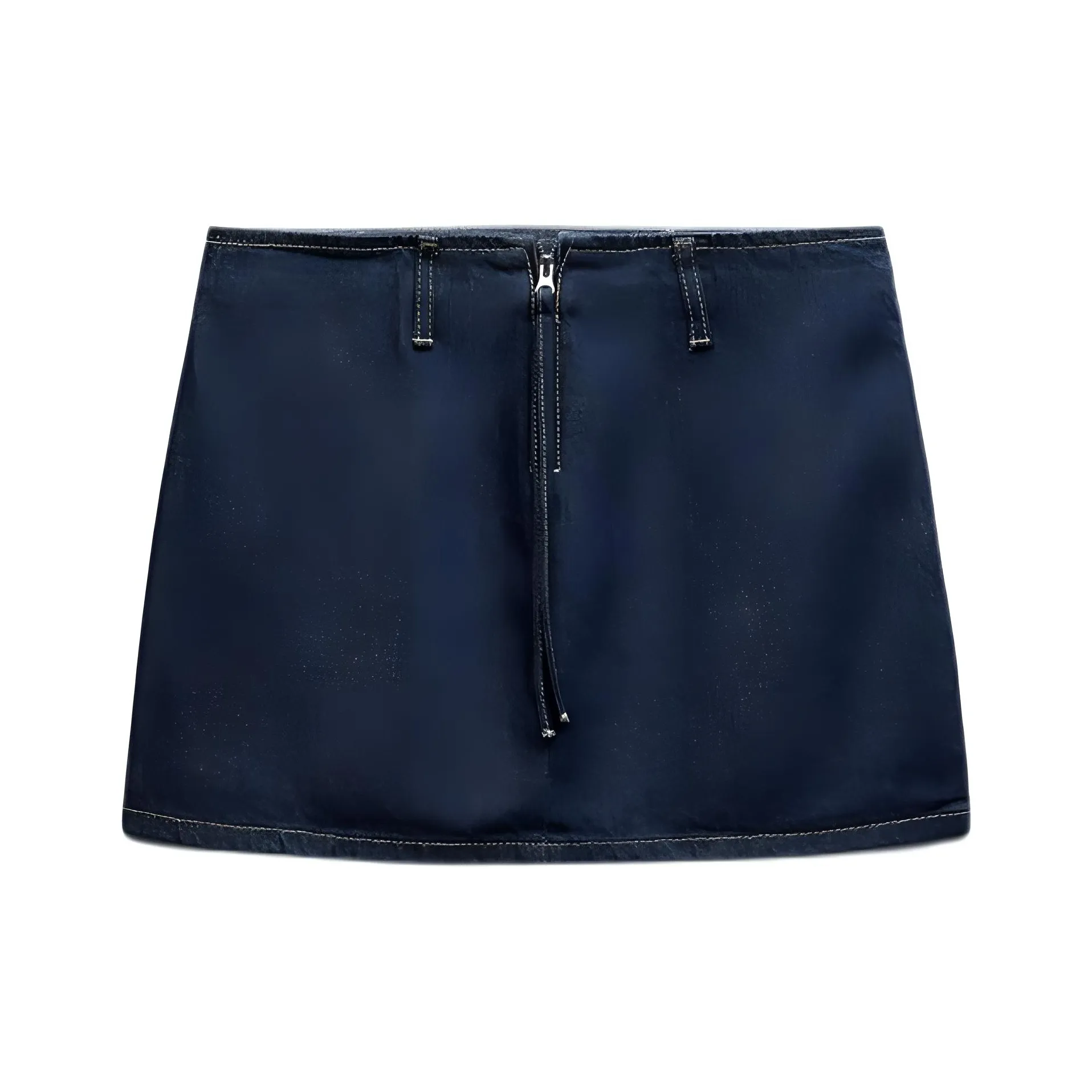 ZARA Denim Short Skirts Women's Deep Indigo Cyan