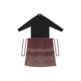 2종 세트 (Mother-of-진주 풍경 블랙 스탠드 카라 상의 + 말-페이스 스커트 마릴린)