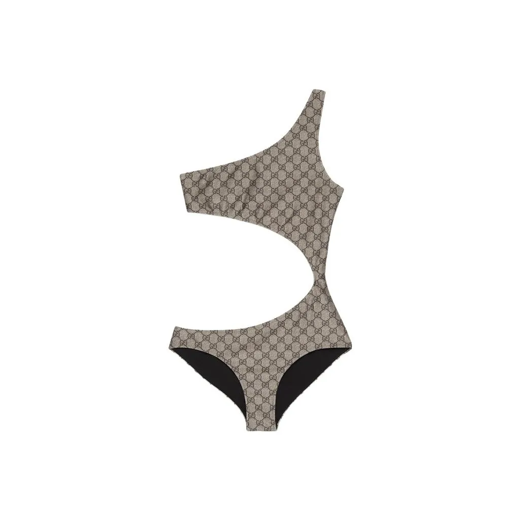 GUCCI Gg Stretch Jersey Swimsuit 'Beige/Ebony'