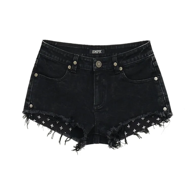 SMFK Снежинка Черные Женские Джинсовые Шорты
