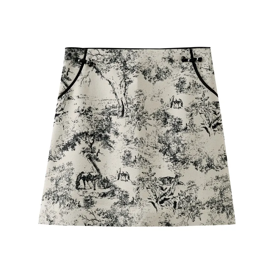 SHUIYUNJIAN Повседневные короткие юбки Женские Черный цветок