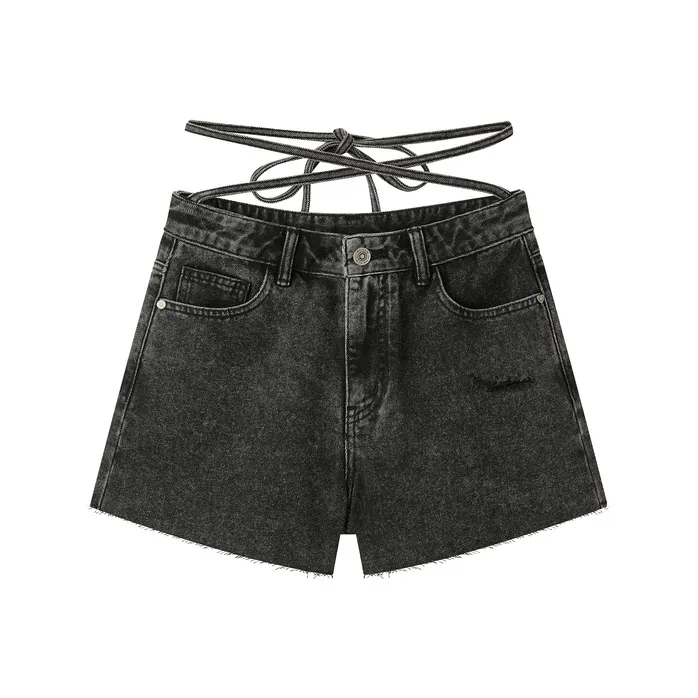 LEDIN Темно-серые Женские Джинсовые Шорты