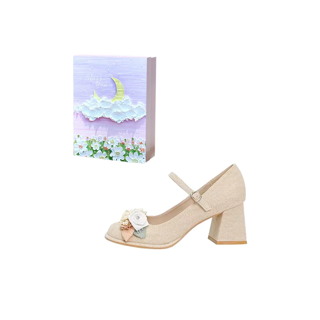 ROBINHOOD Фиолетовая луна Галактический Коробка Грубый каблук Туфли Мэри Джейн Женские Шампанское