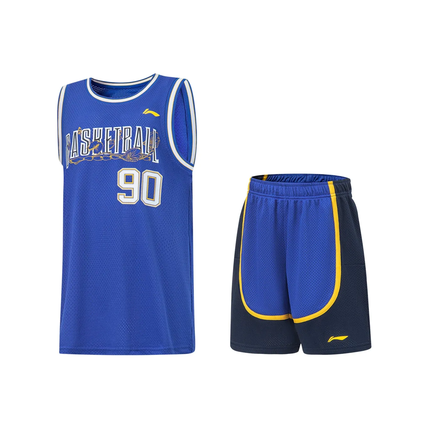 LINING YOUNG Повседневная спортивная одежда Basketball Life Темно-морской синий и Средне-голубой Майка и Шорты Подростки