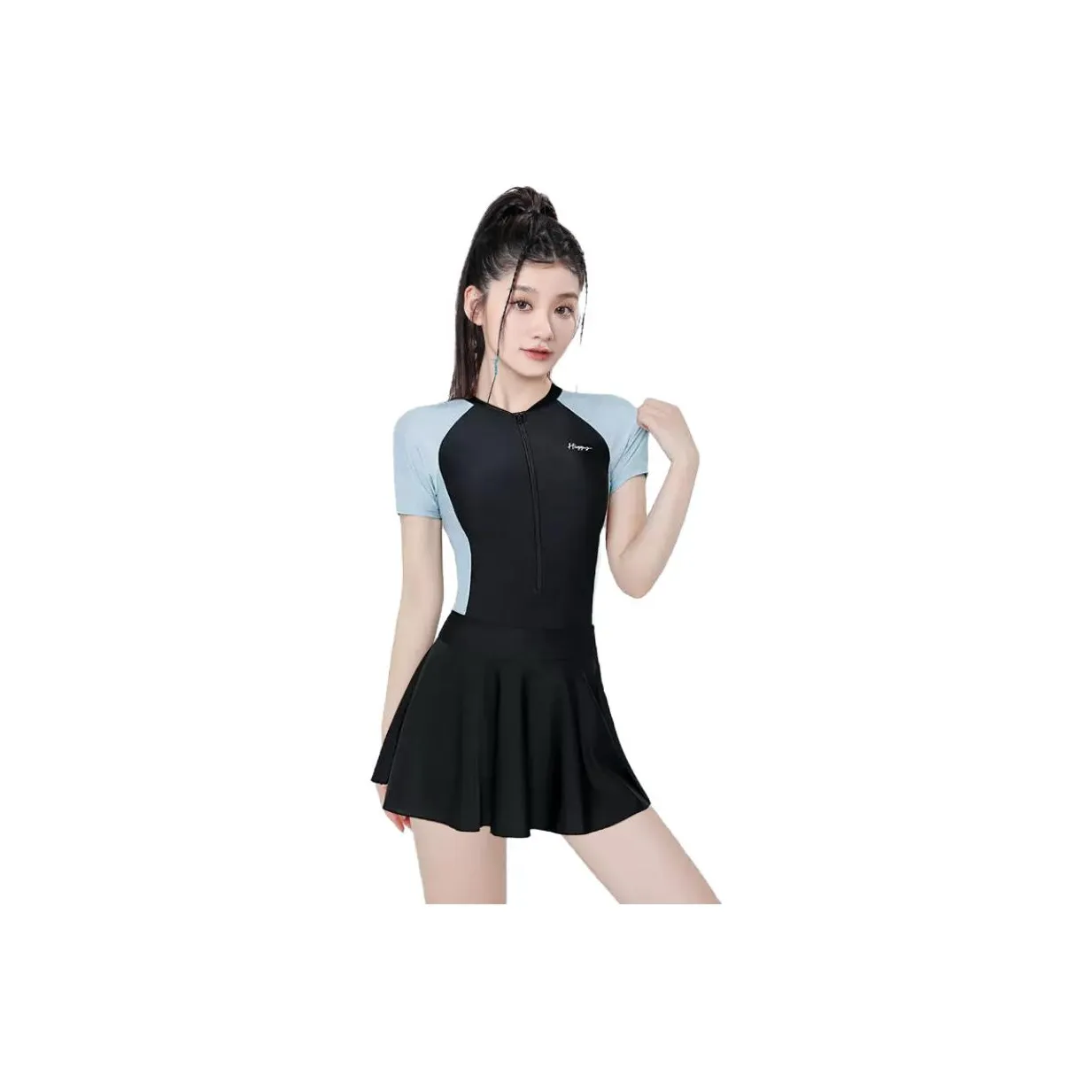 Youyou One Piece Swimsuits Women's Blue Black