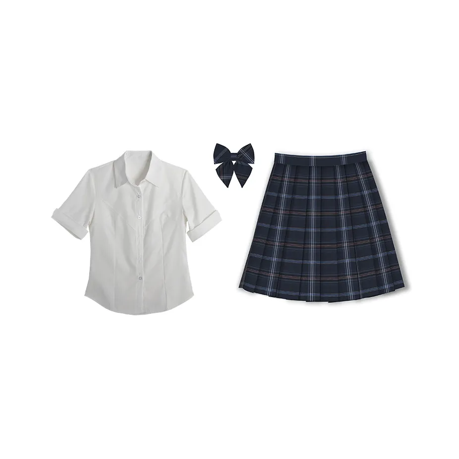 Набор Короткая рубашка с рукавами + галстук-бабочка + простая юбка - женская униформа