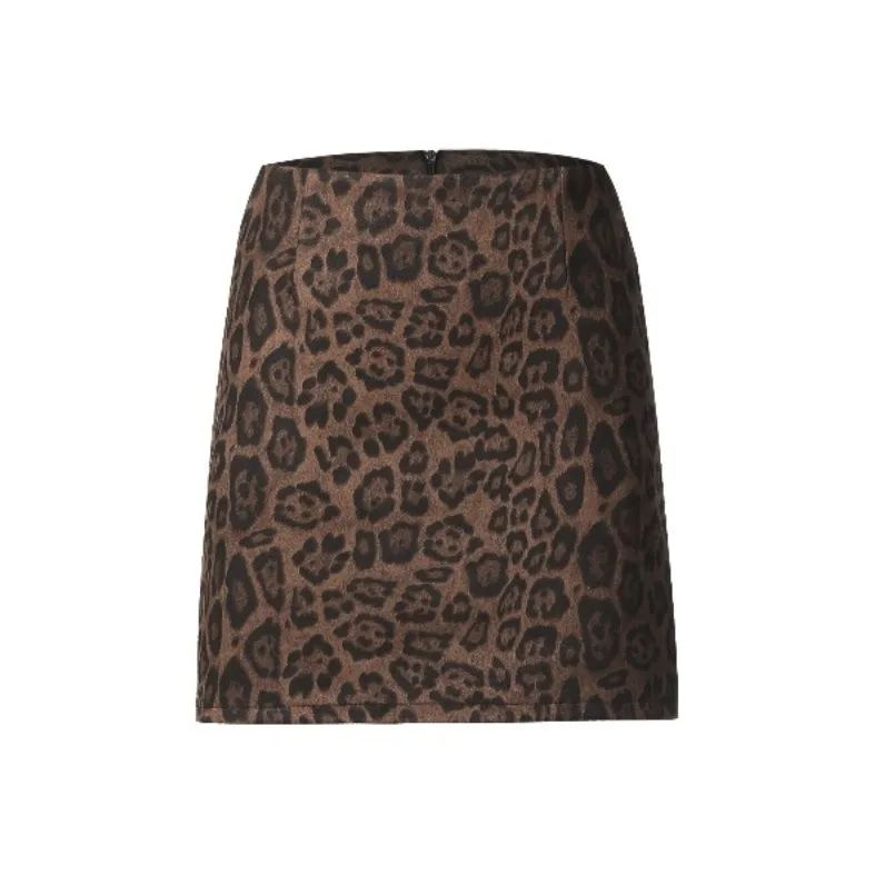 ZXZA Повседневные короткие юбки женские с леопардовым принтом кофейный цвет