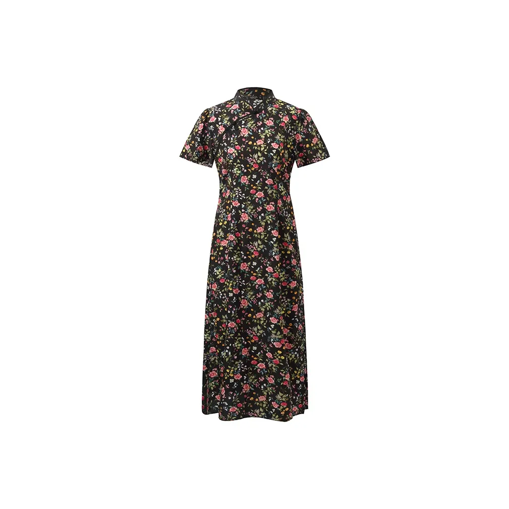 GOELIA Cheongsam Women's Summer Night Rose Garden Print