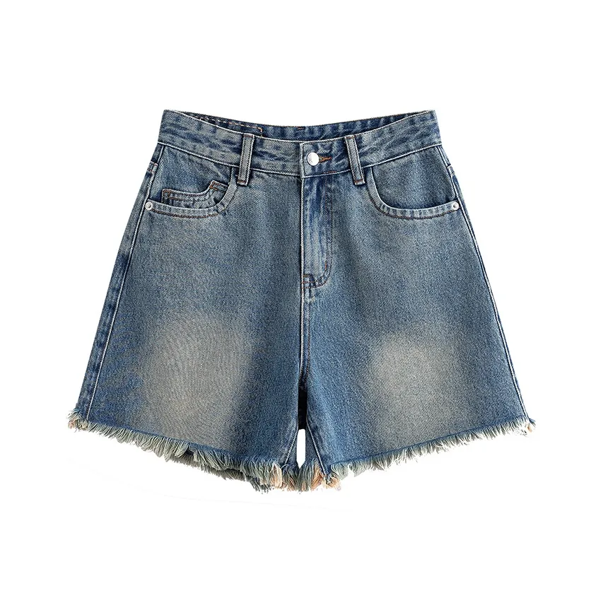 Initial Language Denim Shorts Women's Vintage Blue