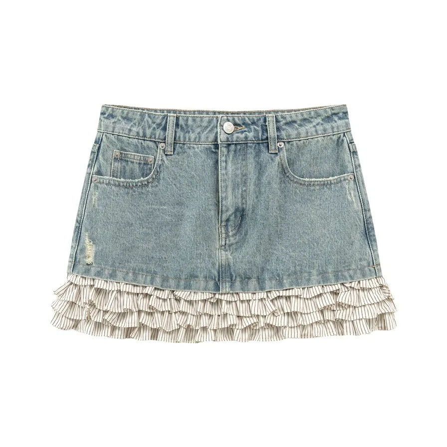 CHUU Джинсовые короткие юбки Женские Джинсовый синий