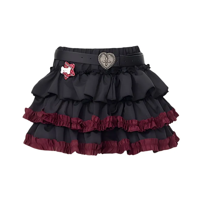 ONE PASS STUDIO Повседневная короткая юбка женская с поясом на талии