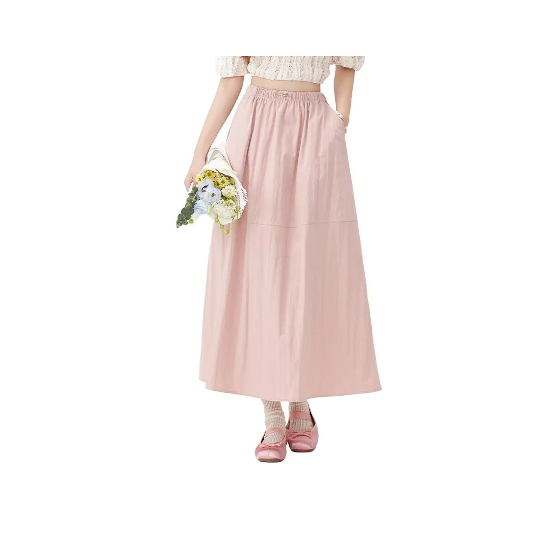 PASSCODIO Повседневный Длинный Юбка Женские Розовый