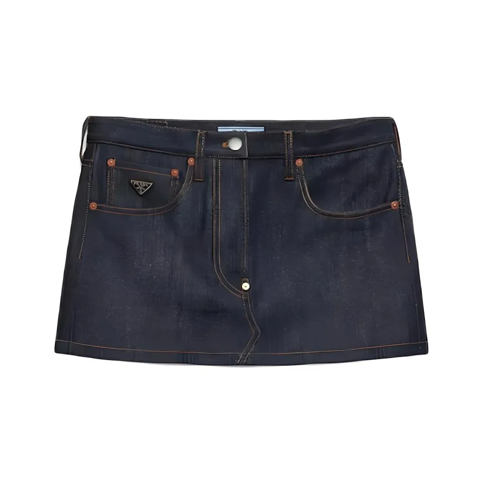 PRADA Джинсовые короткие юбки Женские Морской синий