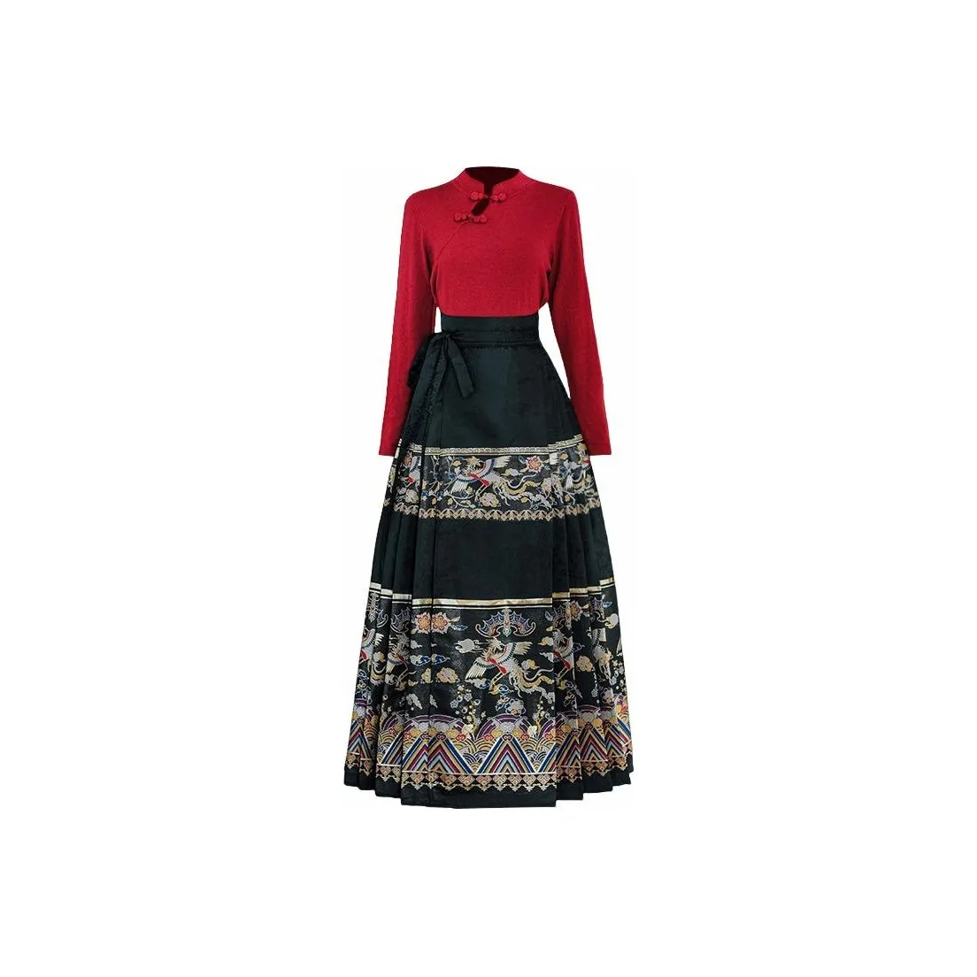 CHICCLO Топ + Китайская юбка с узором "конское лицо" Женская Ханьфу